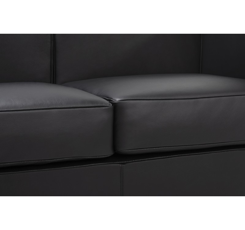 Sofa trzyosobowa SOFT LC2 czarna - włoska skóra naturalna, metal