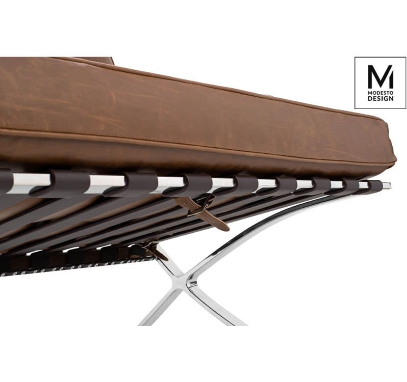 MODESTO fotel BARCELON VINTAGE PU - ekoskóra, stal polerowana