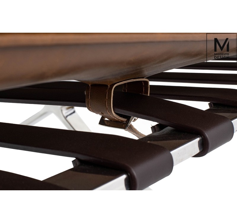 MODESTO fotel BARCELON VINTAGE PU - ekoskóra, stal polerowana