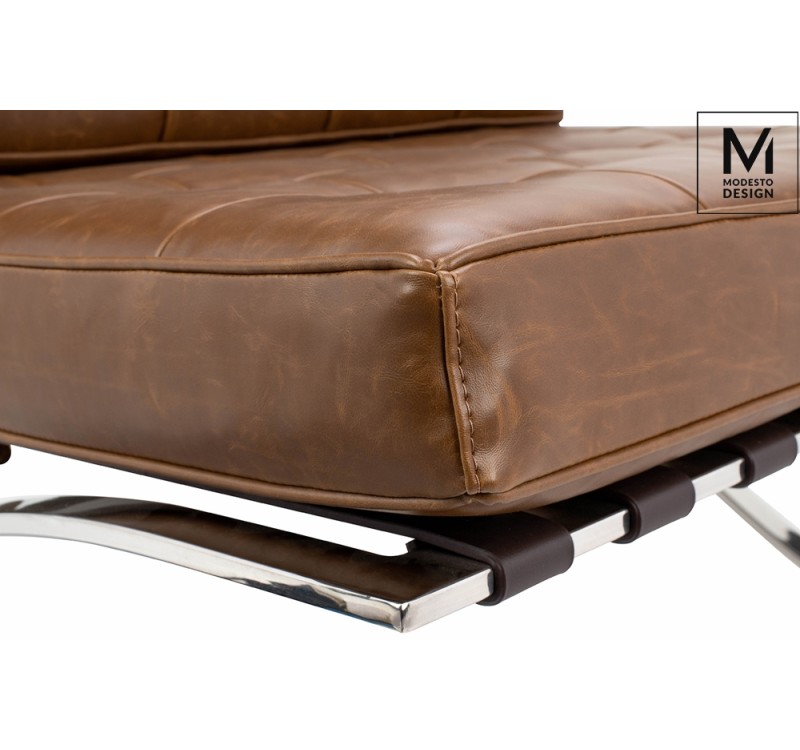 MODESTO fotel BARCELON VINTAGE PU - ekoskóra, stal polerowana