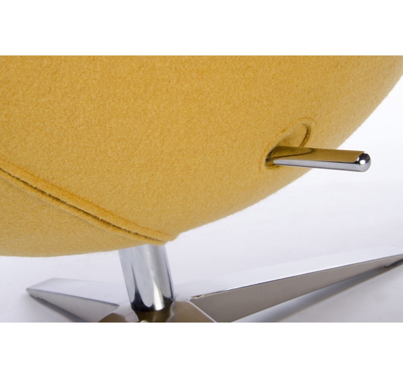 Fotel EGG SZEROKI musztardowy.13 - wełna, podstawa stal