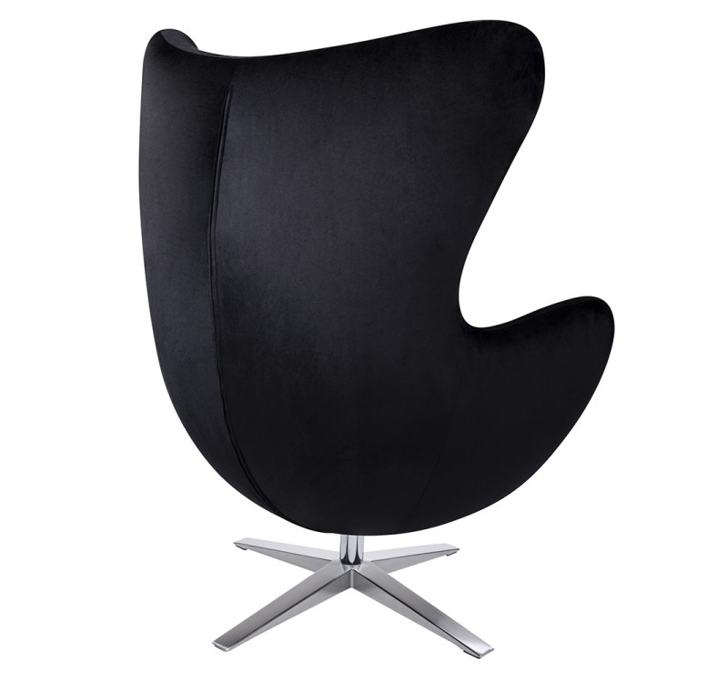 Fotel EGG SZEROKI VELVET czarny.50 - welur, podstawa stal