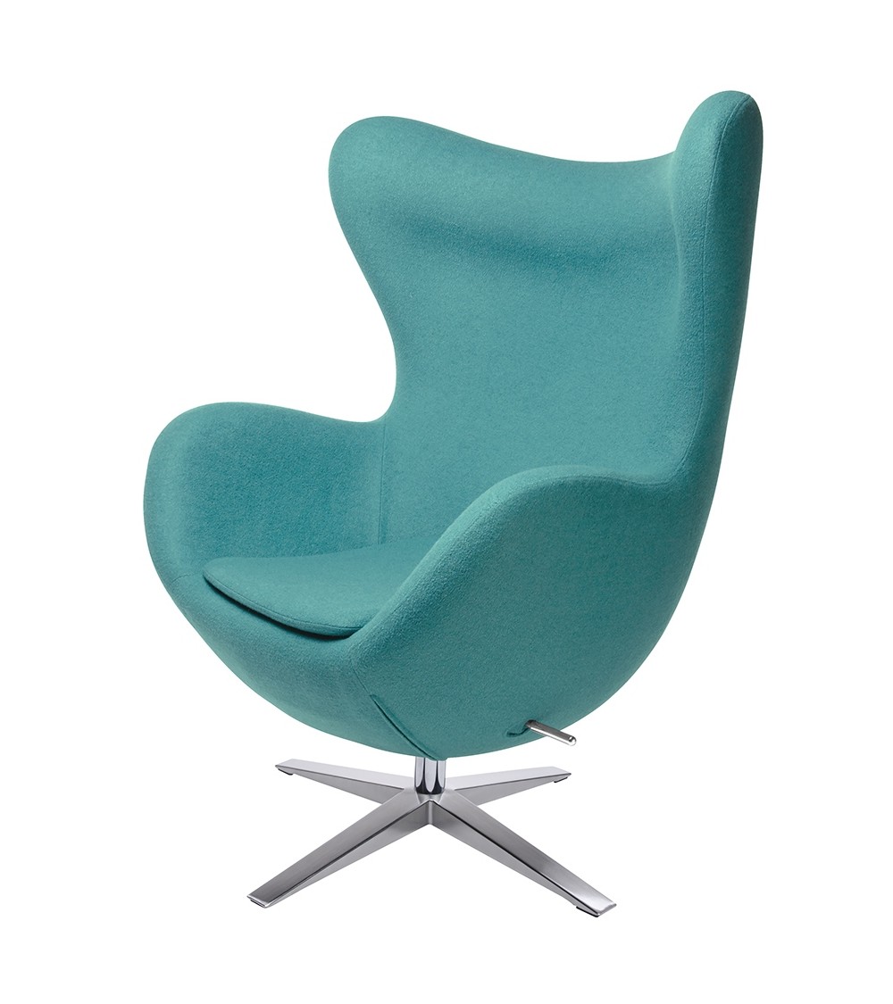 Fotel EGG SZEROKI turkusowy.12 - wełna, podstawa stal