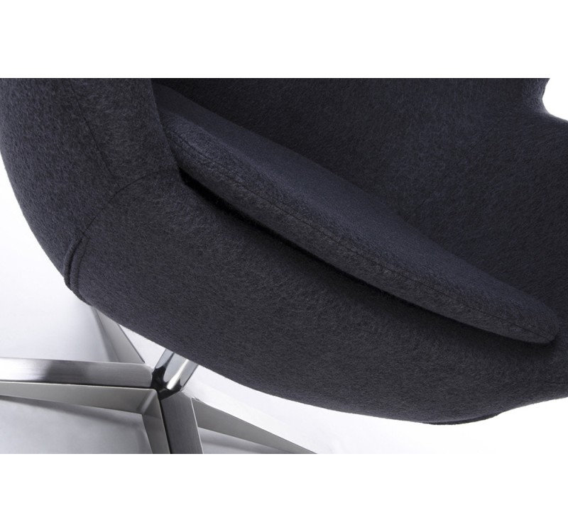 Fotel EGG SZEROKI ciemny szary.27 - wełna, podstawa stal