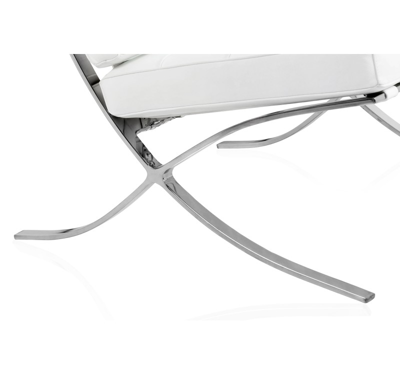 Fotel BARCELON PRESTIGE PLUS biały - włoska selekcjonowana skóra naturalna, stal