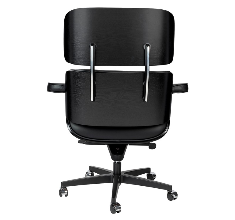 Fotel biurowy LOUNGE GUBERNATOR czarny - czarny jesion, skóra naturalna, podstawa czarna