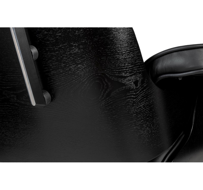 Fotel biurowy LOUNGE GUBERNATOR czarny - czarny jesion, skóra naturalna, podstawa czarna