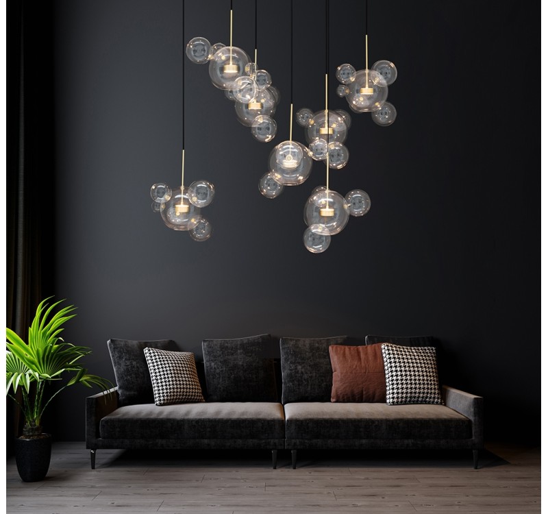 Lampa wisząca CAPRI LINE 7 złota - 420 LED, aluminium, szkło