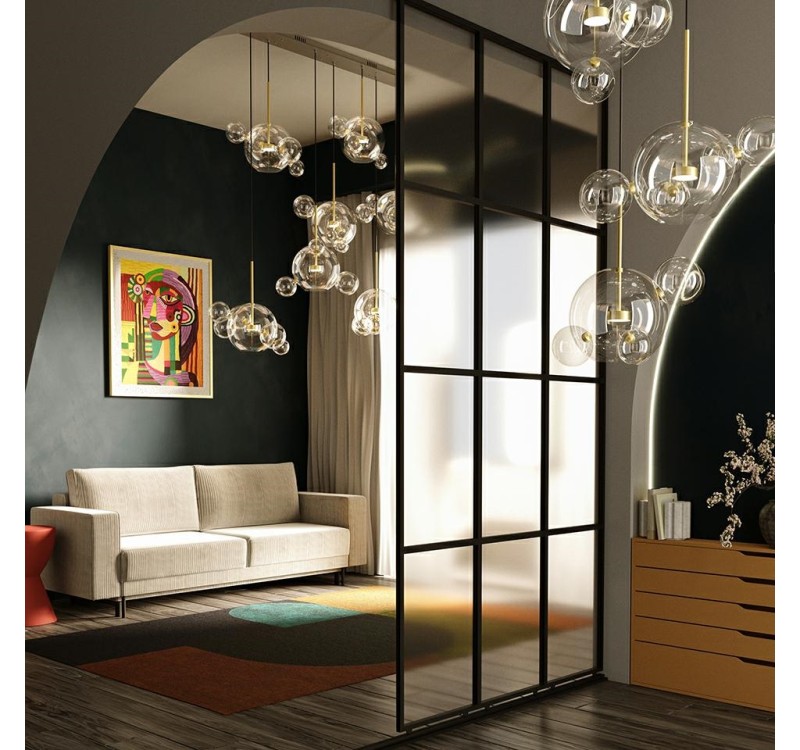 Lampa wisząca CAPRI LINE 7 złota - 420 LED, aluminium, szkło