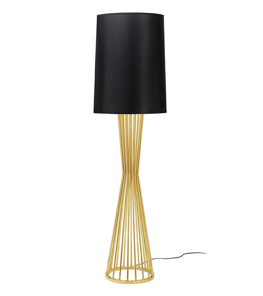 Lampa podłogowa HOLMES złota z czarnym kloszem -  metal