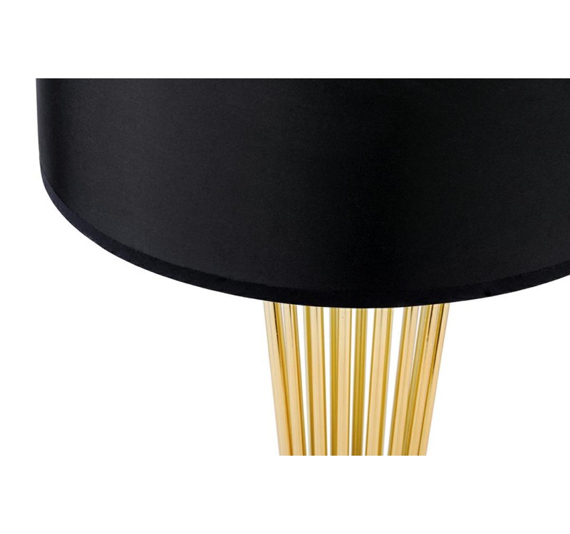 Lampa podłogowa HOLMES złota z czarnym kloszem -  metal