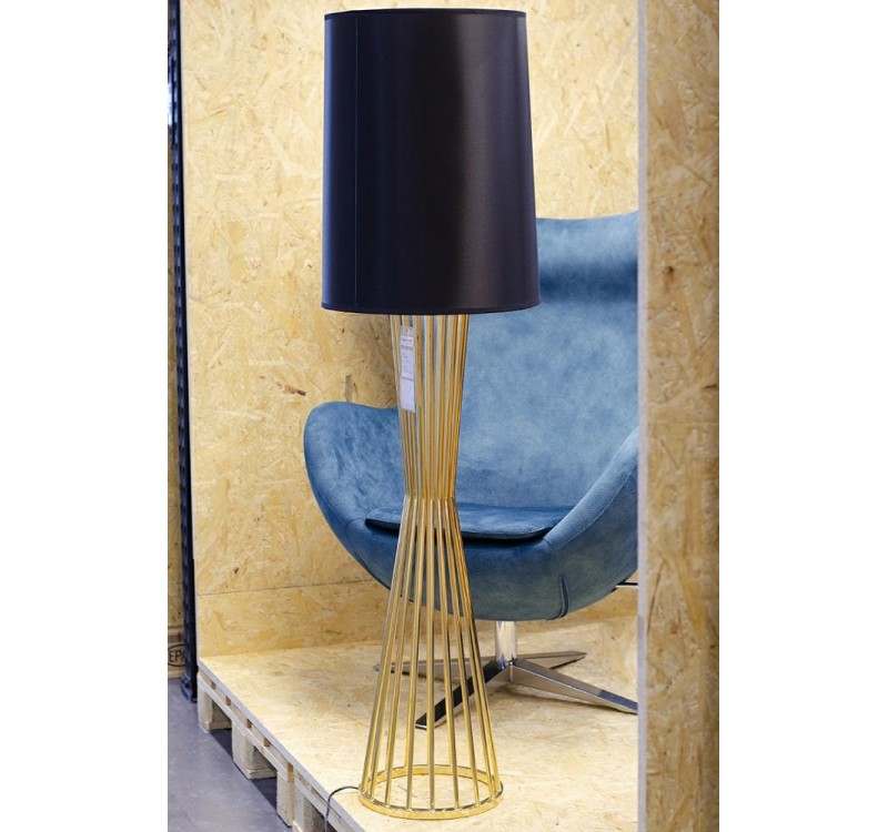 Lampa podłogowa HOLMES złota z czarnym kloszem -  metal