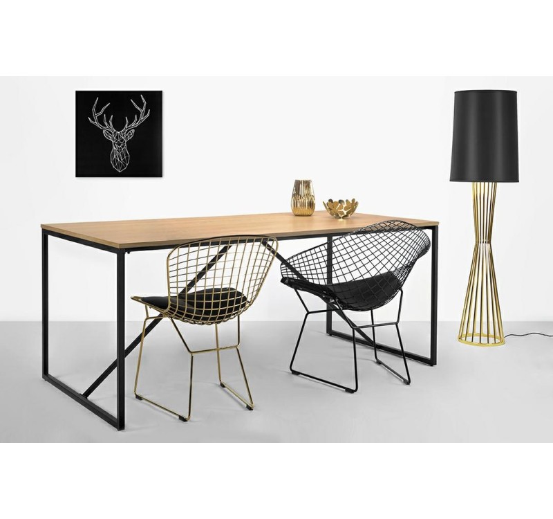 Lampa podłogowa HOLMES złota z czarnym kloszem -  metal