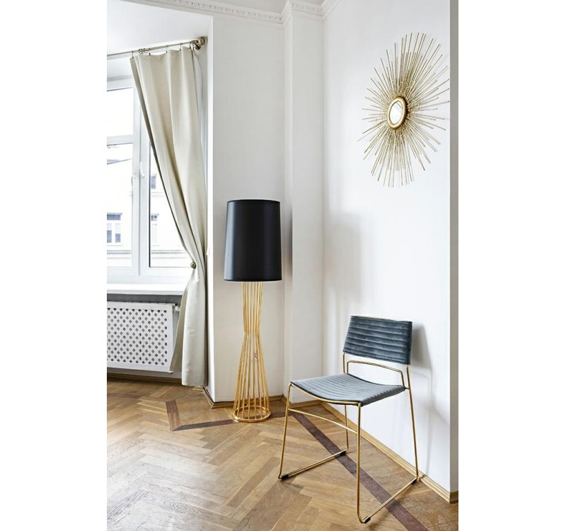 Lampa podłogowa HOLMES złota z czarnym kloszem -  metal