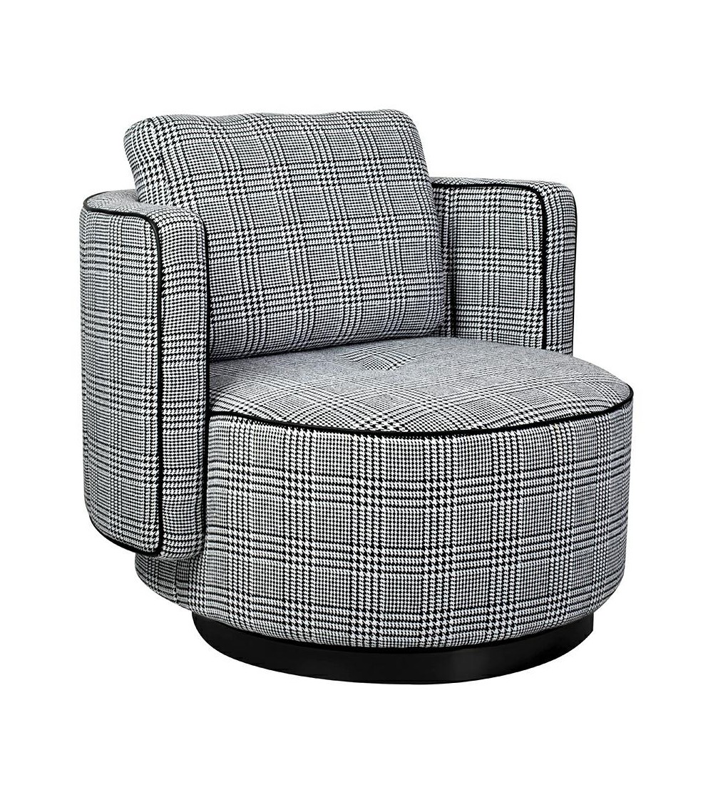 Fotel obrotowy TONDO pepitka biało-czarna