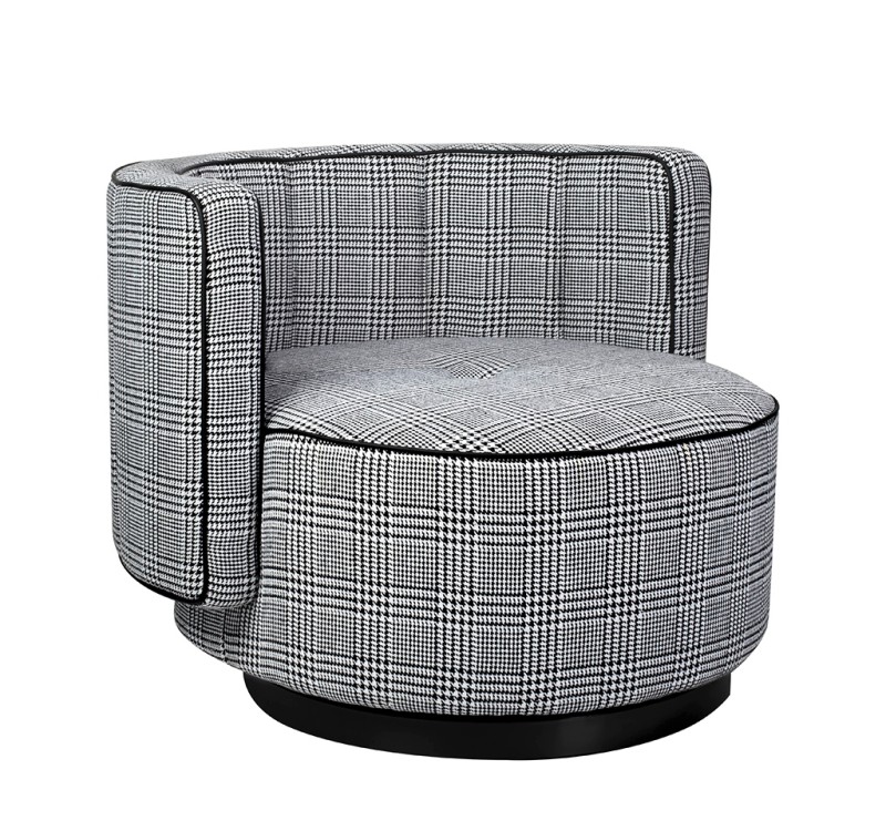 Fotel obrotowy TONDO pepitka biało-czarna