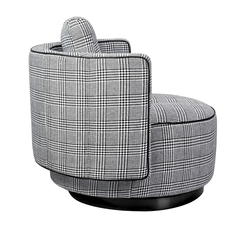 Fotel obrotowy TONDO pepitka biało-czarna