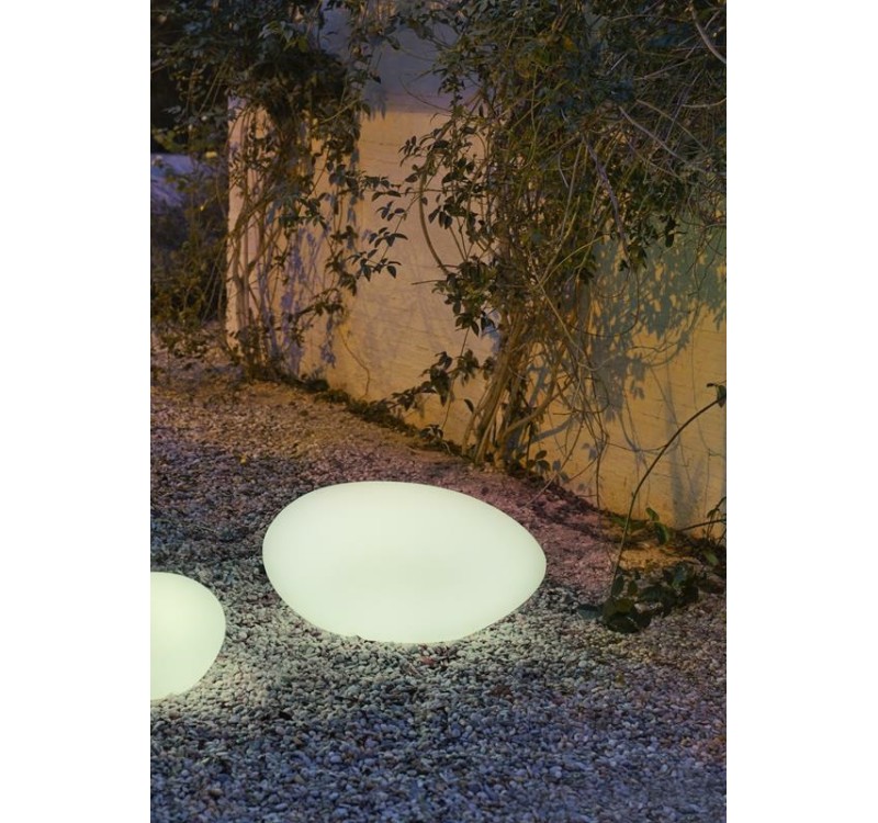 NEW GARDEN lampa ogrodowa PETRA 40 SOLAR & BATTERY biała