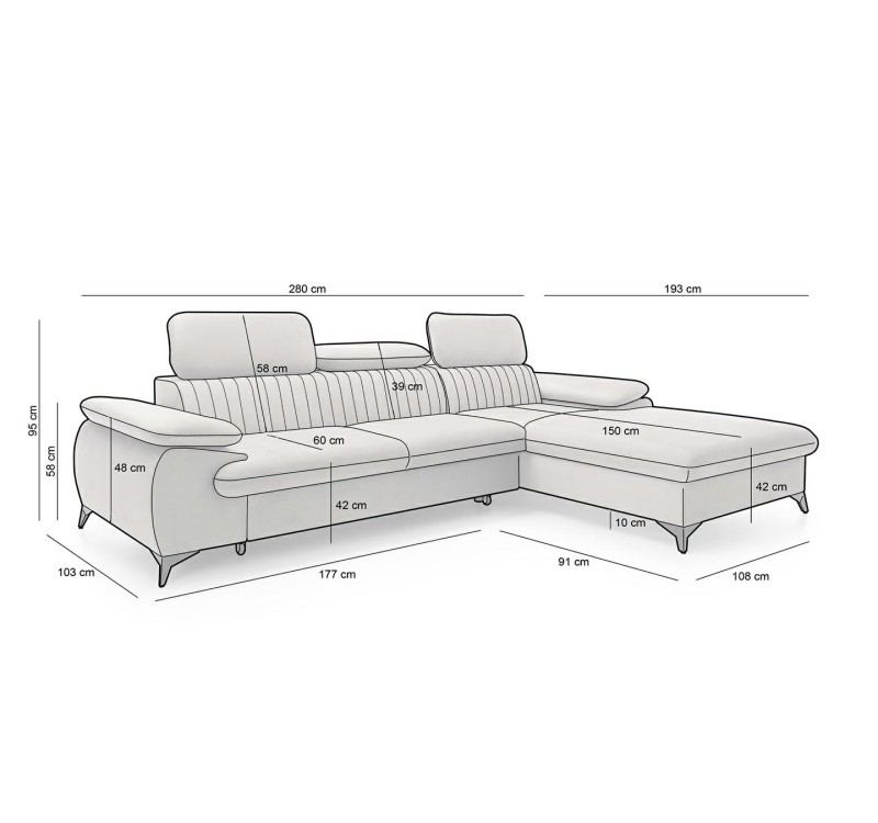 Narożnik HAROLD z funkcją spania - I grupa tkanin