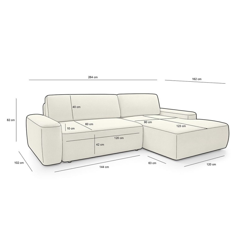 Narożnik MIA z funkcją spania - II grupa tkanin