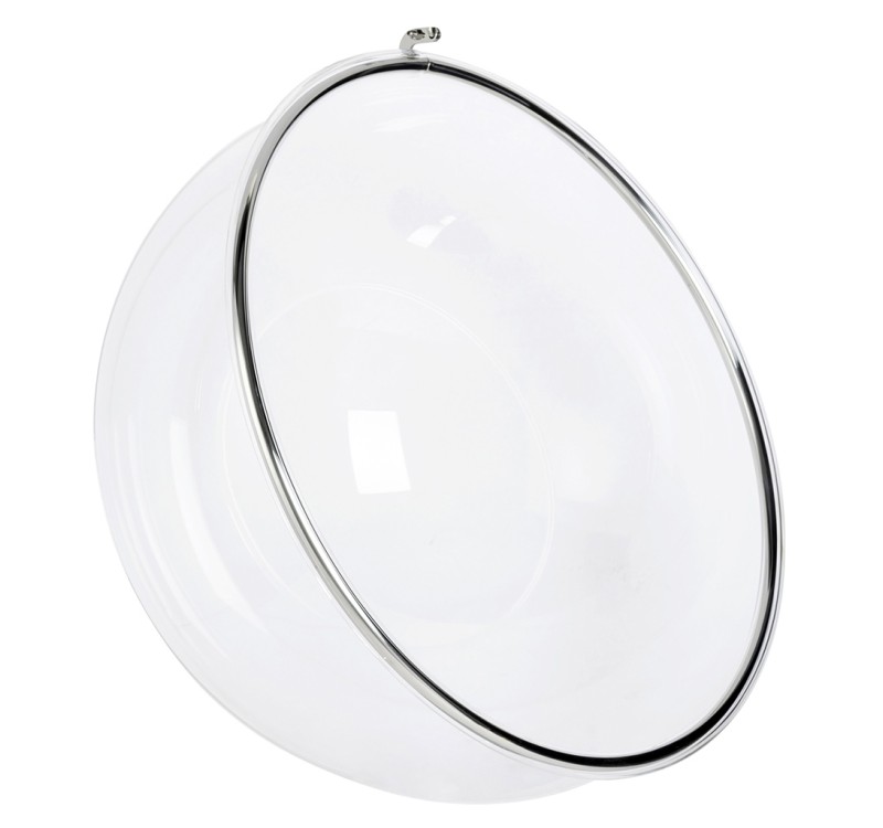 Fotel wiszący BUBBLE poduszka  czarna - korpus akryl, poduszka ekoskóra