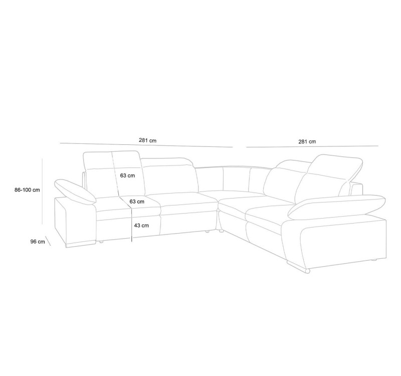 Narożnik CONTINENTAL M z funkcją spania - II grupa tkanin