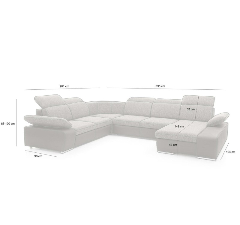 Narożnik CONTINENTAL XL z funkcją spania - I grupa tkanin