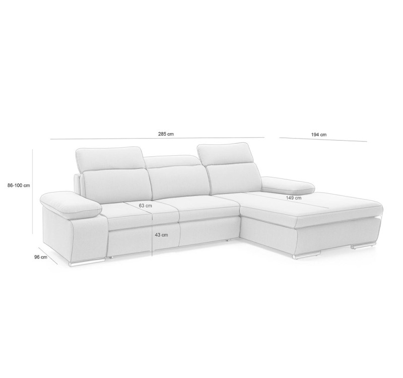 Narożnik NONA M z funkcją spania - II grupa tkanin