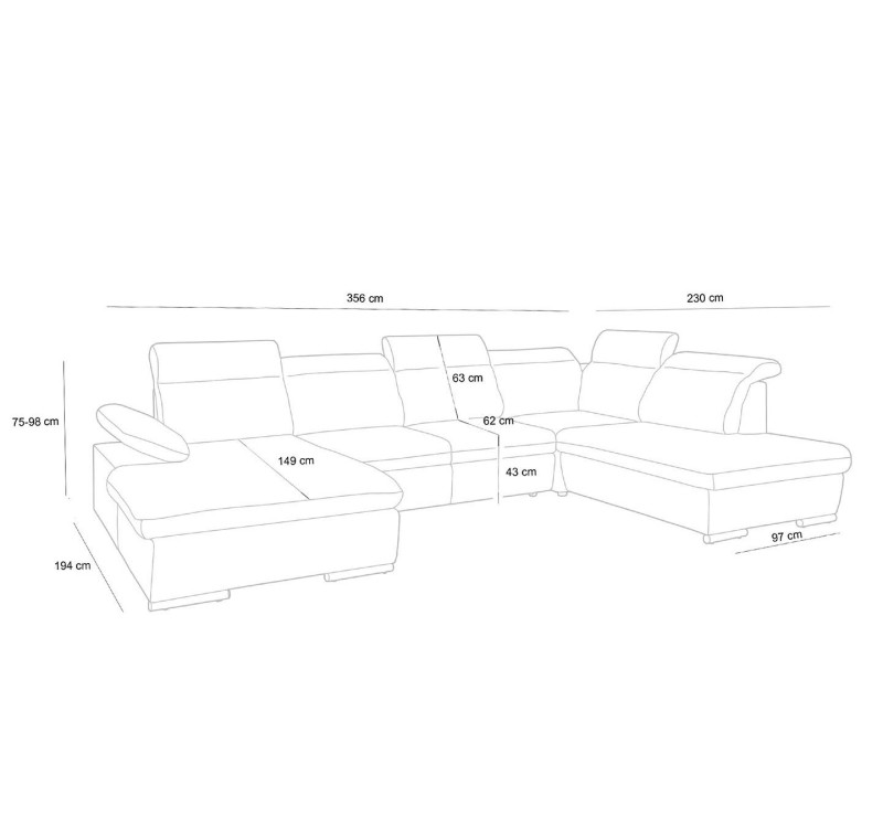 Narożnik NONA L z funkcją spania - II grupa tkanin