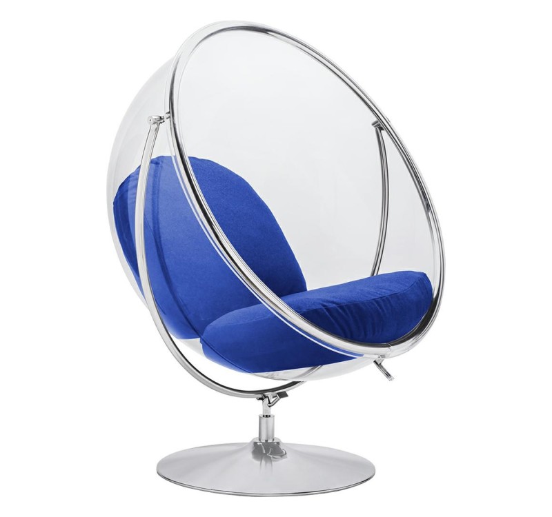 Fotel BUBBLE STAND 2 poduszka atramentowa - akryl, chrom, wełna