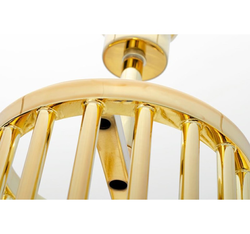 Lampa podłogowa HOLMES STRAIGHT złota z czarnym kloszem -  metal