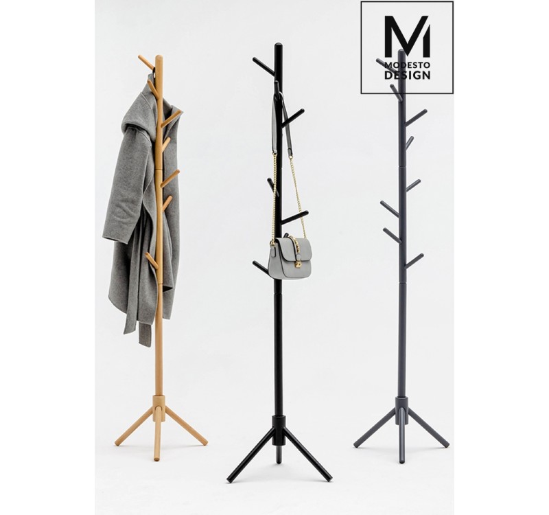 MODESTO wieszak stojący STICK szary - drewno bukowe
