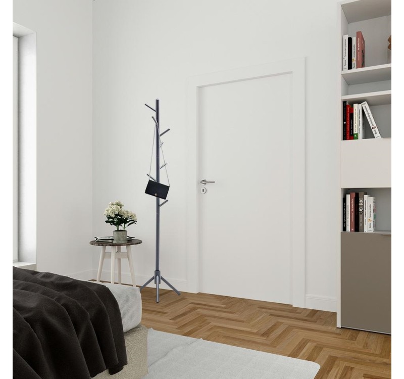 MODESTO wieszak stojący STICK szary - drewno bukowe