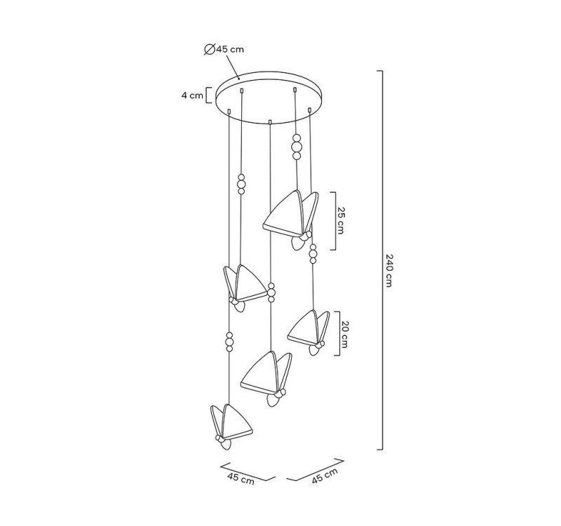 MOOSEE lampa wisząca BUTTERFLY DISC 5     złota