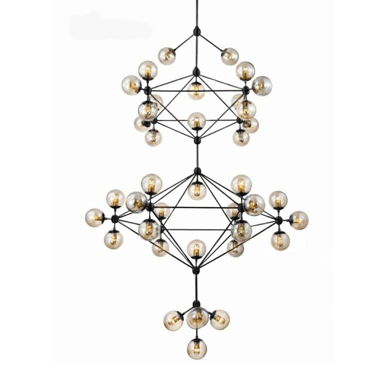 Lampa wisząca PLANETARIO 41 czarna - klosze bursztynowe