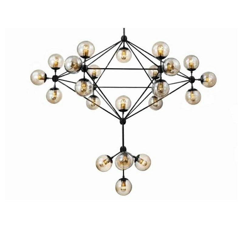 Lampa wisząca PLANETARIO 41 czarna - klosze bursztynowe