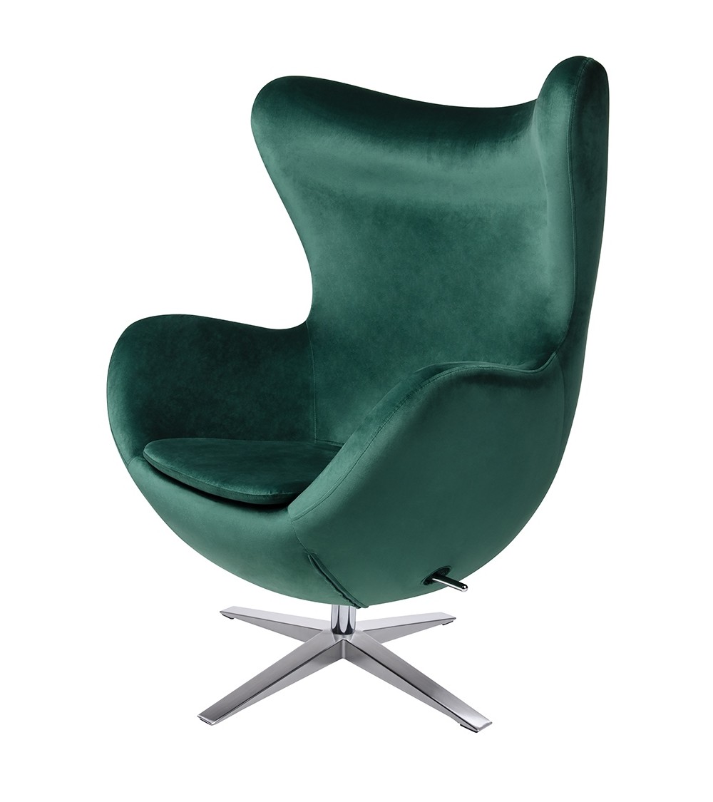 Fotel EGG SZEROKI VELVET ciemny zielony.  18 - welur, podstawa stal