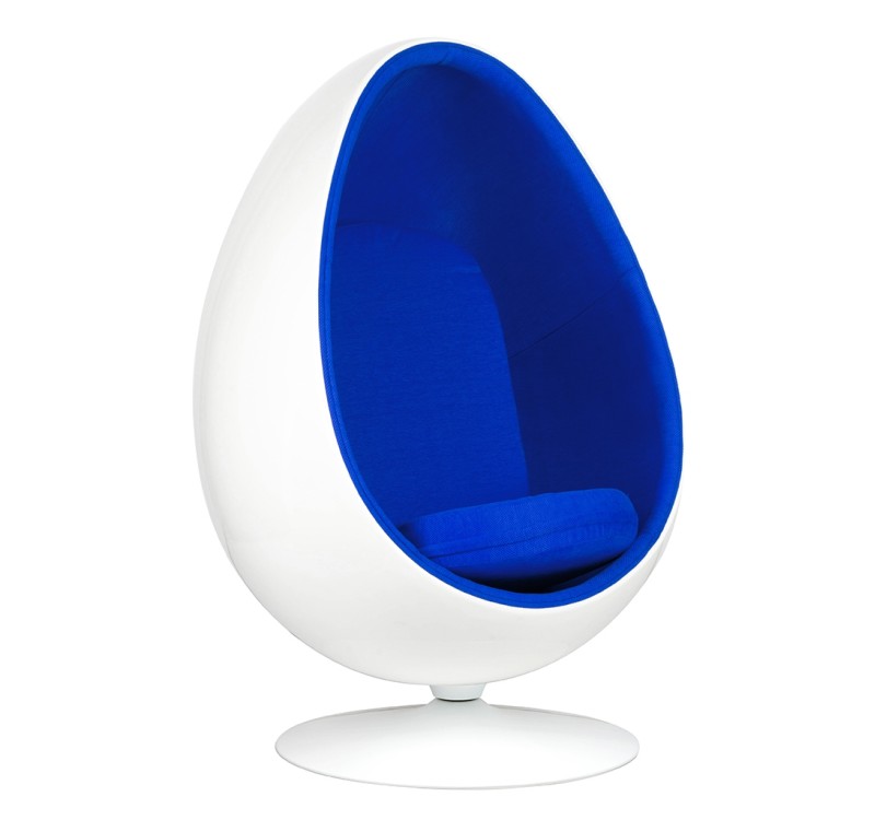 Fotel OVALIA biało-niebieski - włókno szklane