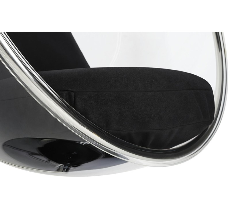 Fotel wiszący BUBBLE poduszka  czarna - korpus akryl, poduszka wełna