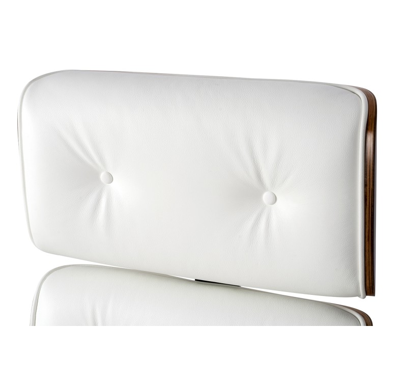 Fotel biurowy LOUNGE BUSINESS biały - sklejka orzech,włoska skóra naturalna, stal polerowana